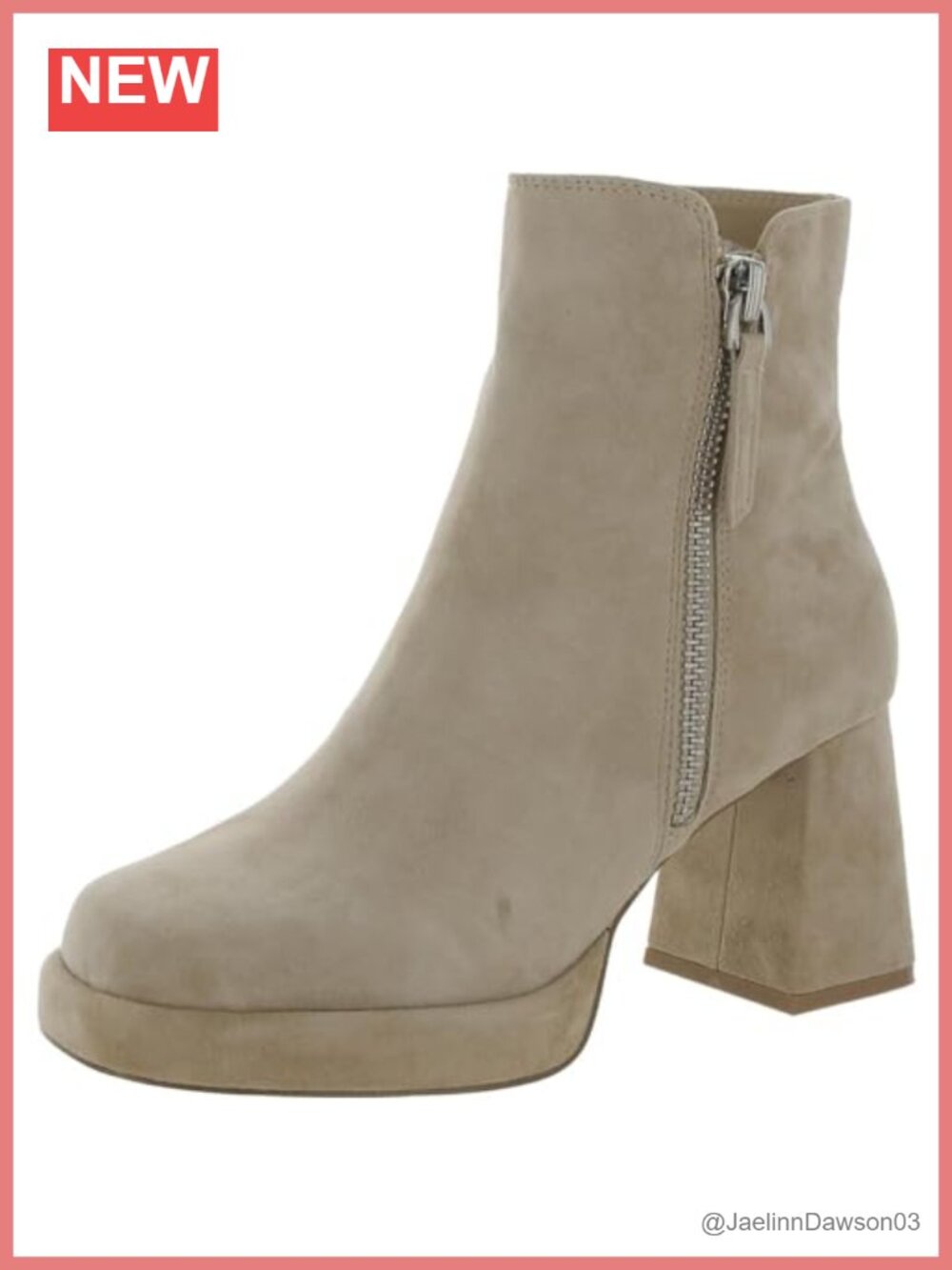 Suede Platform Heel Ankle Bootie with Side Zipper